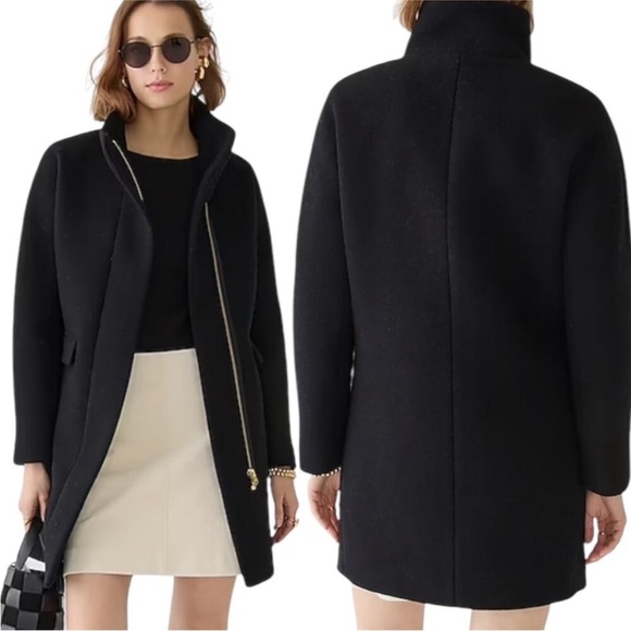 J. Crew Jackets & Blazers - J. Crew New cocoon coat in Italian stadium-cloth Black Size 4 Petite